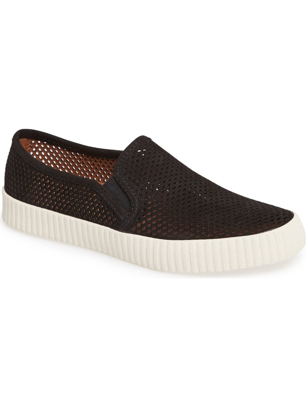 Frye Camille perforated 9.5M slip on sneakers shoes black leather suede comfort